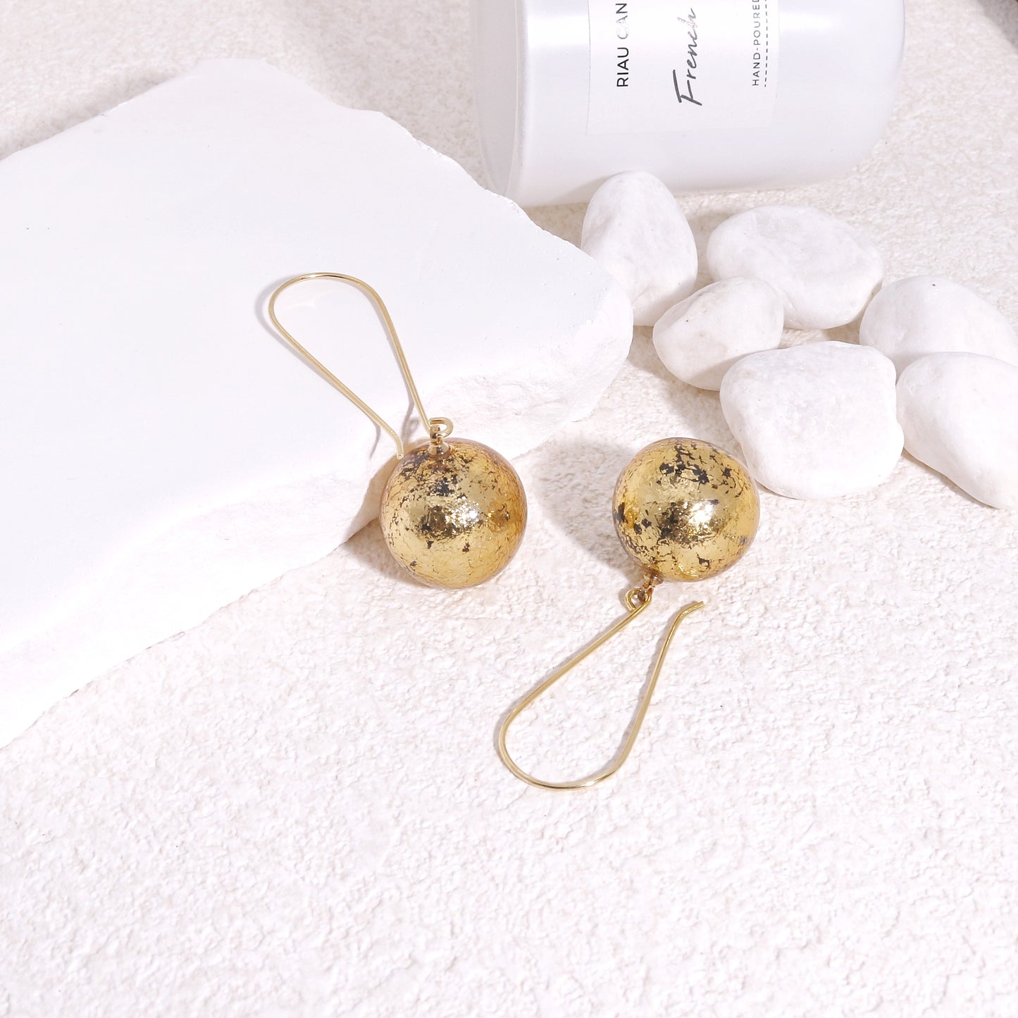 ORBEADZ Minimalist Tattered Sphere Solitaire Earrings