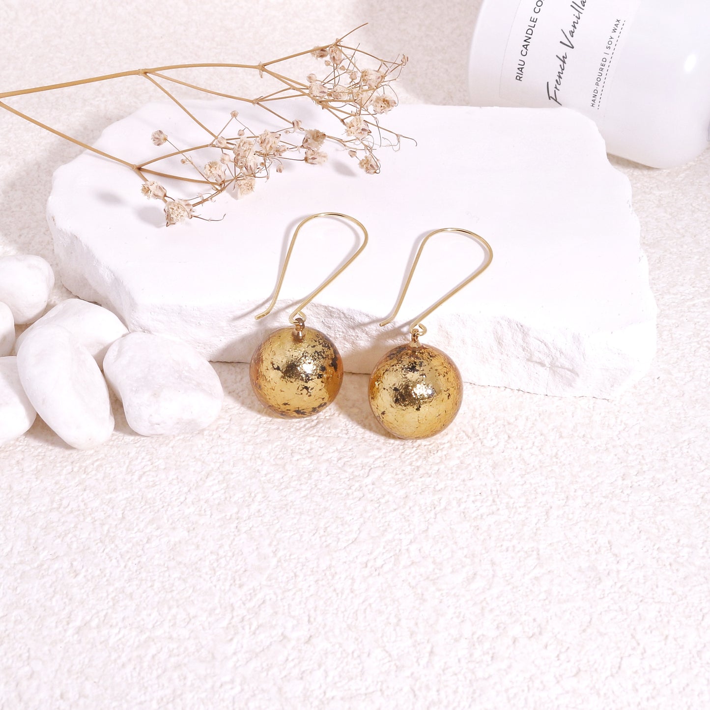 ORBEADZ Minimalist Tattered Sphere Solitaire Earrings