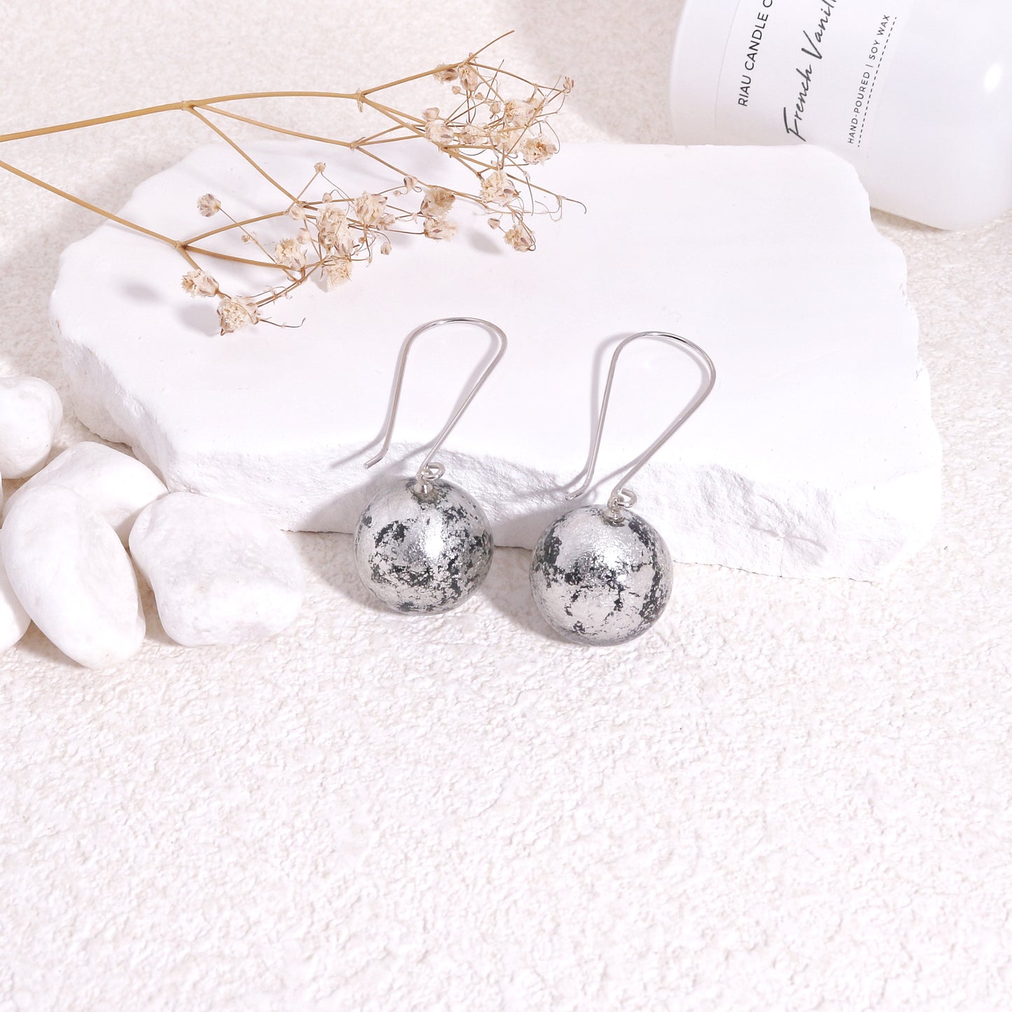 ORBEADZ Minimalist Tattered Sphere Solitaire Earrings