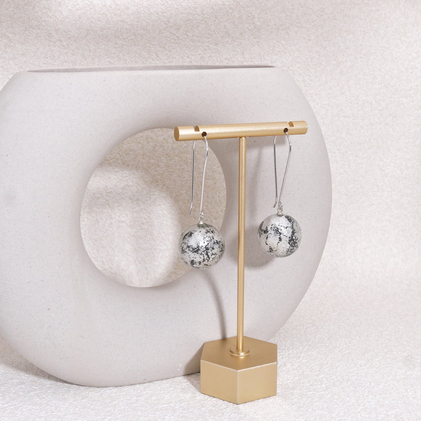 ORBEADZ Minimalist Tattered Sphere Solitaire Earrings