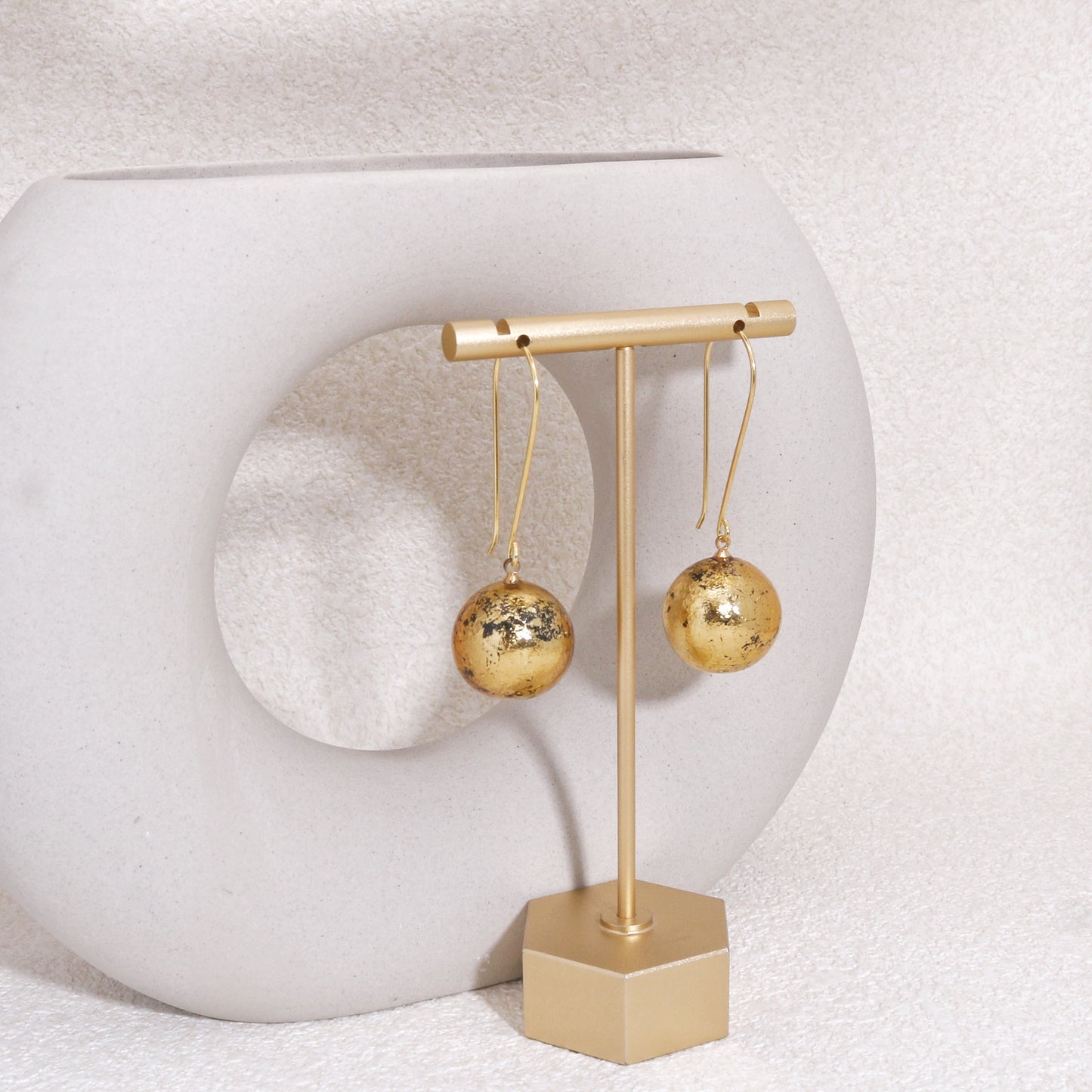 ORBEADZ Minimalist Tattered Sphere Solitaire Earrings