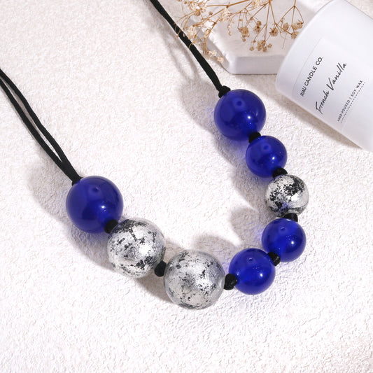 ORBEADZ Sapphire and Silver Sphere Necklace