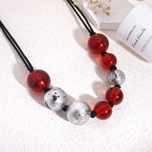 ORBEADZ Ruby and Silver Sphere Necklace