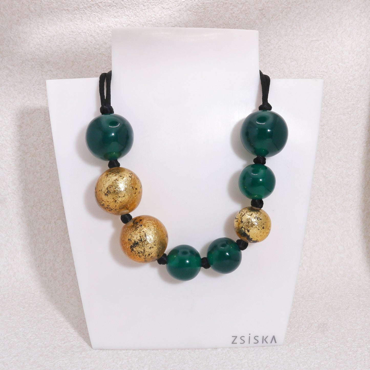 ORBEADZ Emerald and Gold Sphere Necklace