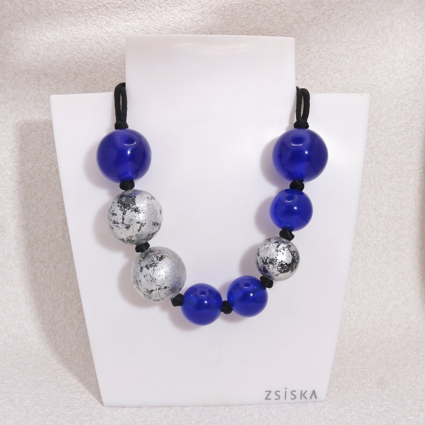 ORBEADZ Sapphire and Silver Sphere Necklace