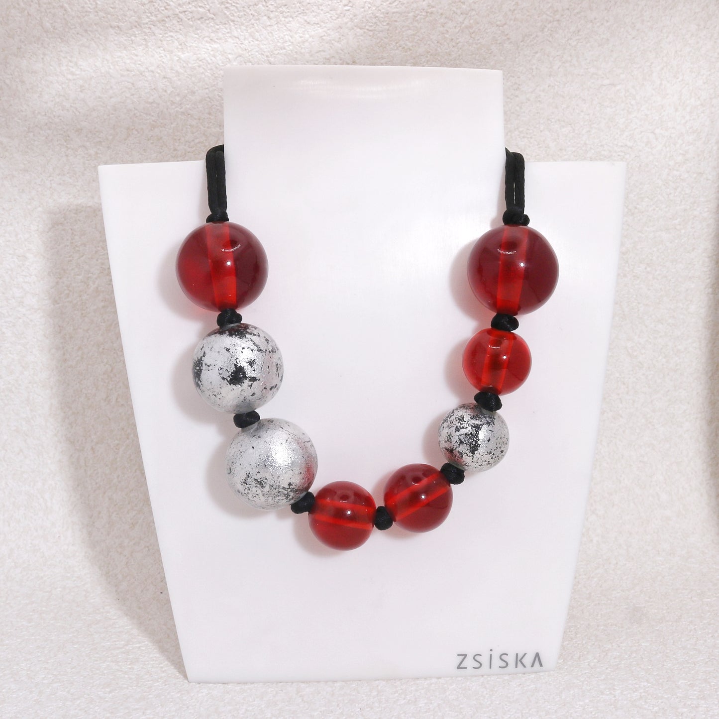 ORBEADZ Ruby and Silver Sphere Necklace