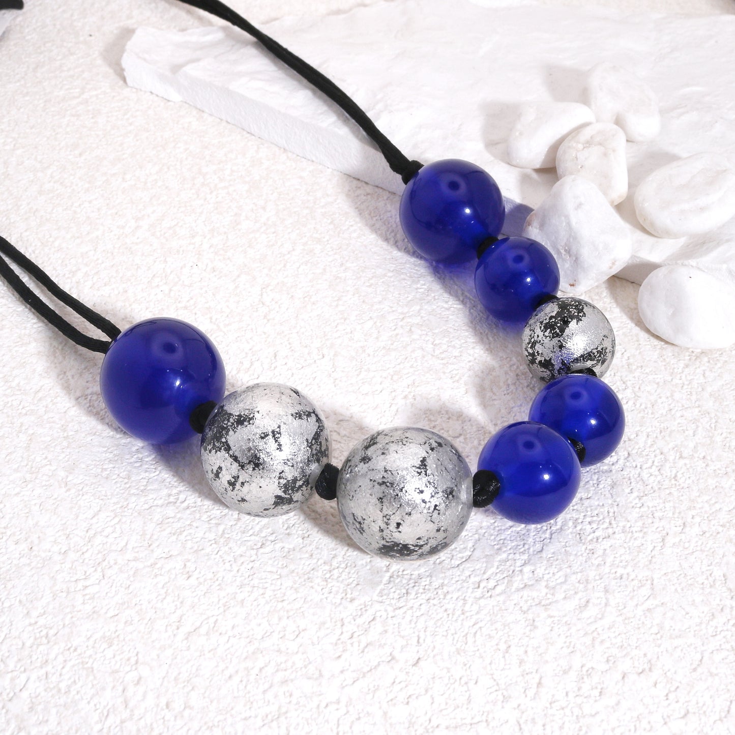 ORBEADZ Sapphire and Silver Sphere Necklace