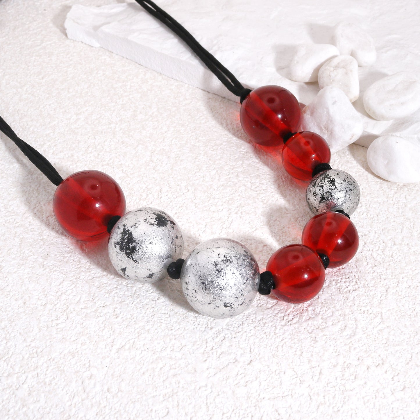 ORBEADZ Ruby and Silver Sphere Necklace