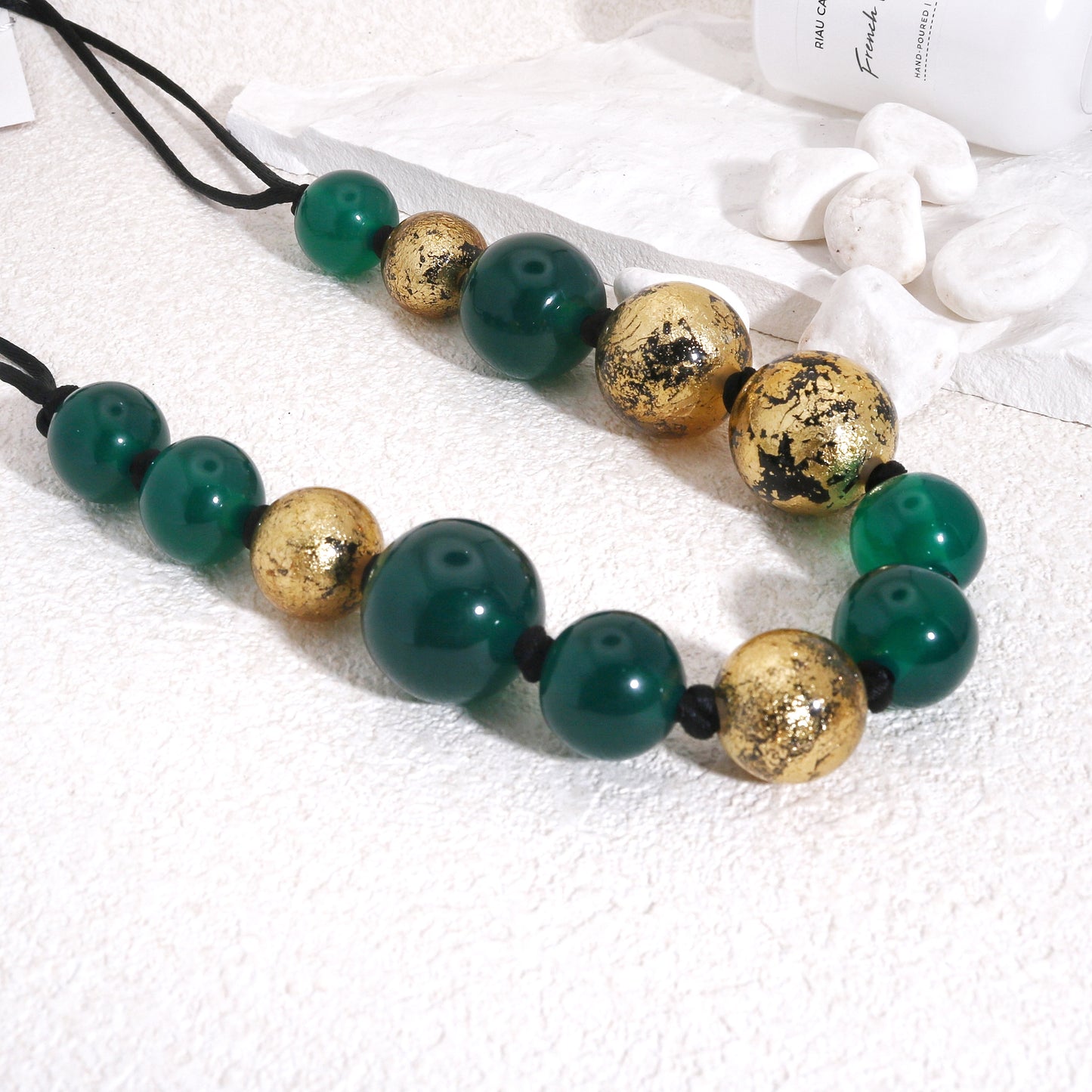 ORBEADZ Emerald Statement Sphere Necklace