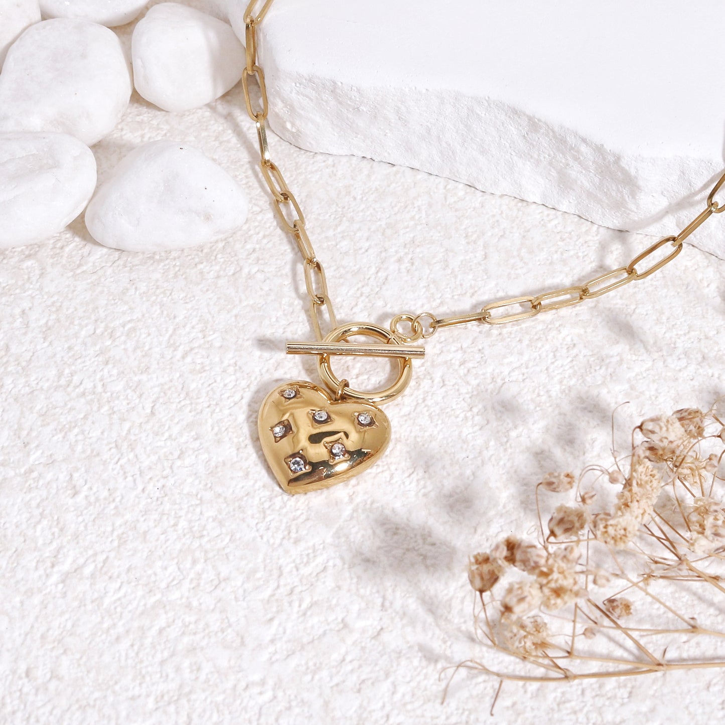Vintage Diamante Heart Locket Necklace