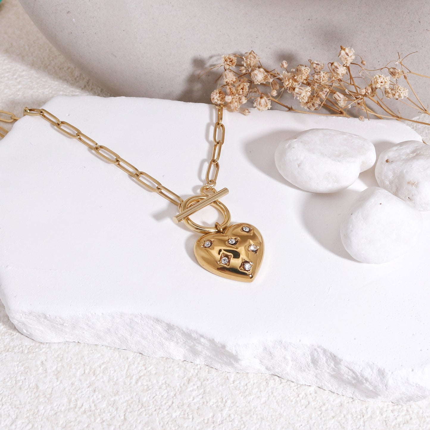 Vintage Diamante Heart Locket Necklace