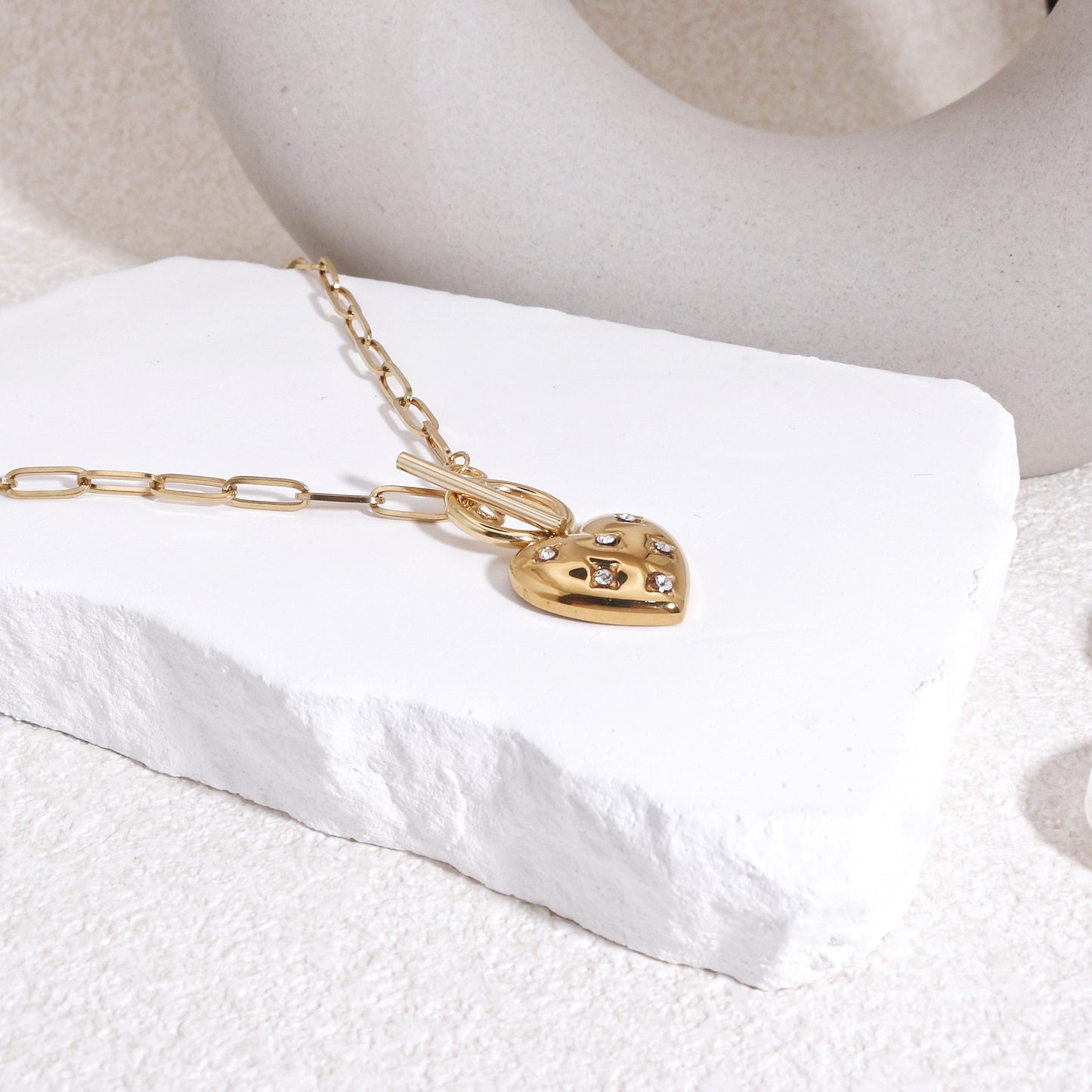 Vintage Diamante Heart Locket Necklace