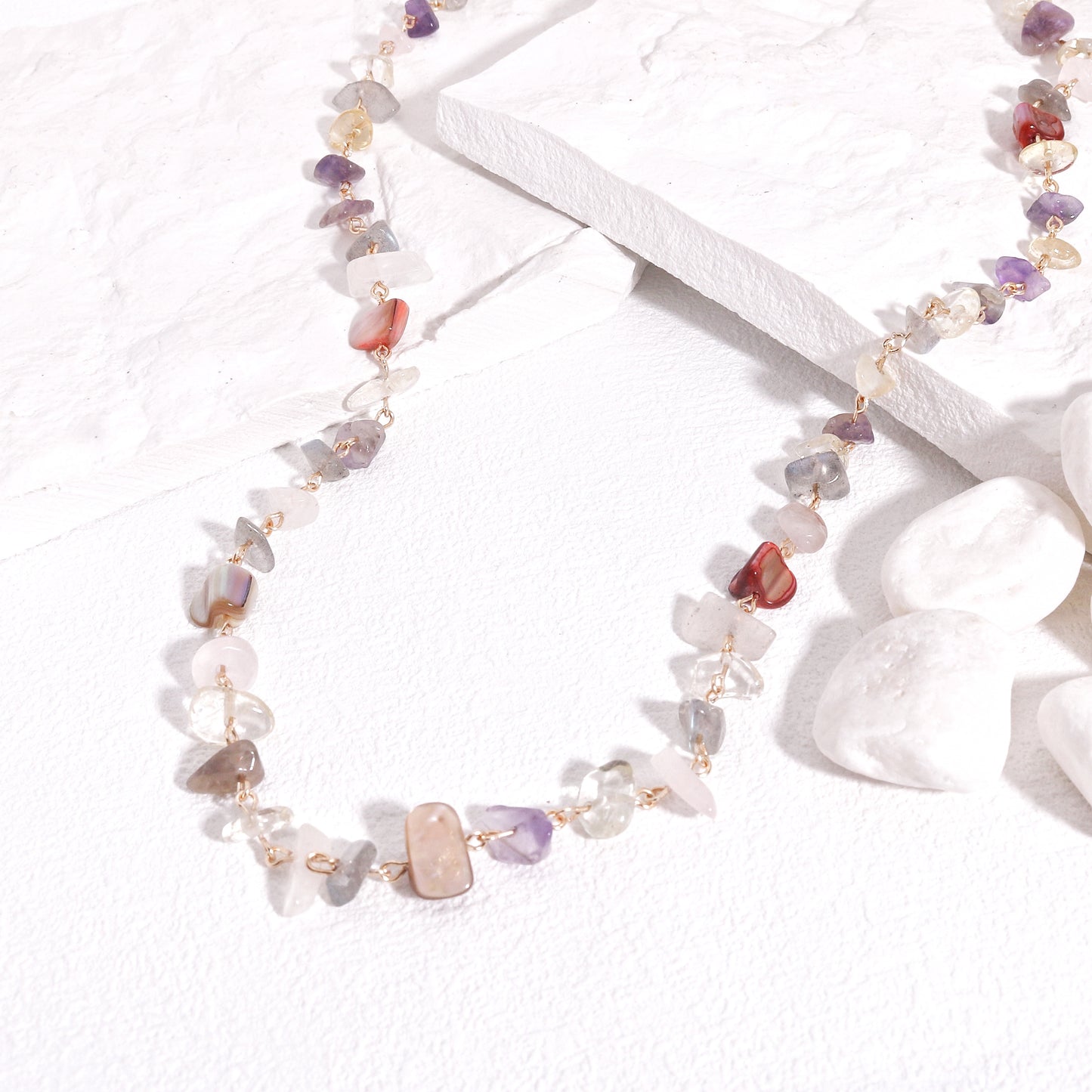 Katie Abstract Gemstone Chip Necklace