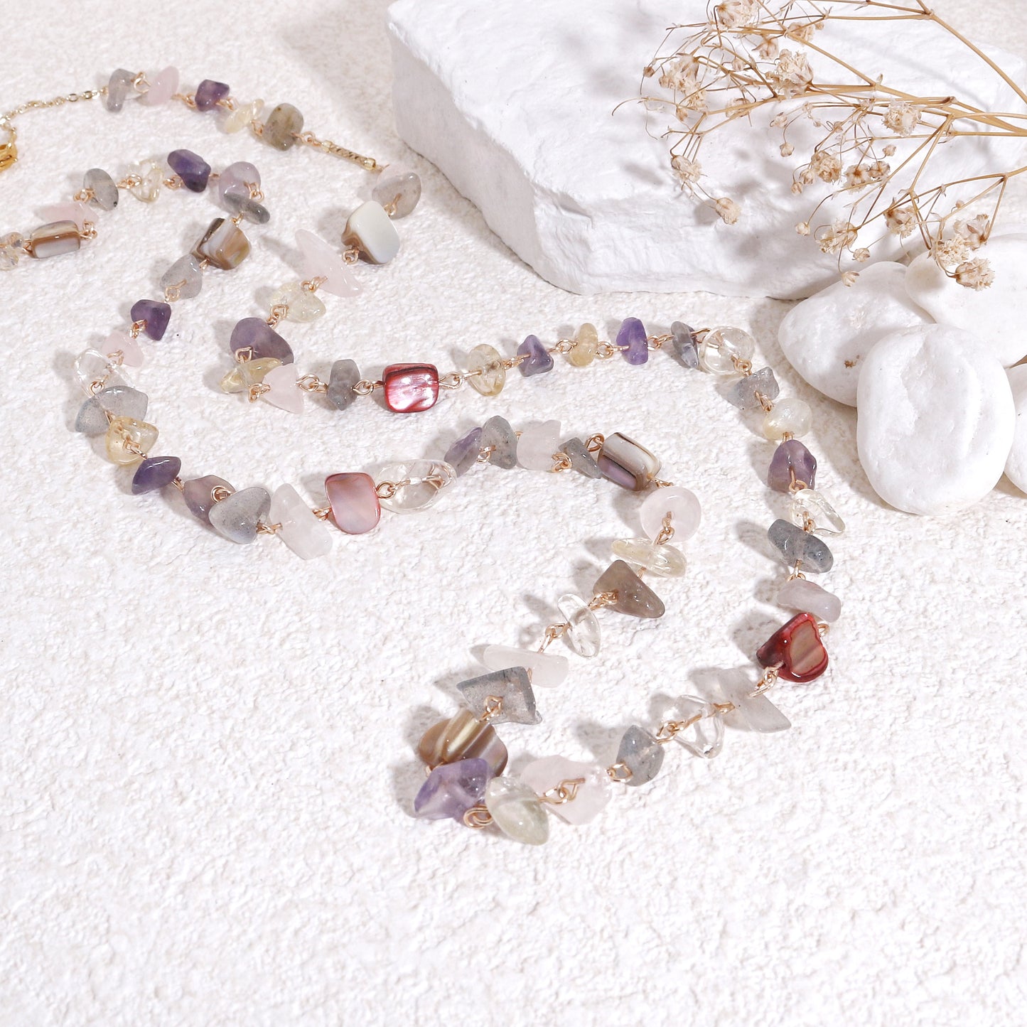 Katie Abstract Gemstone Chip Necklace