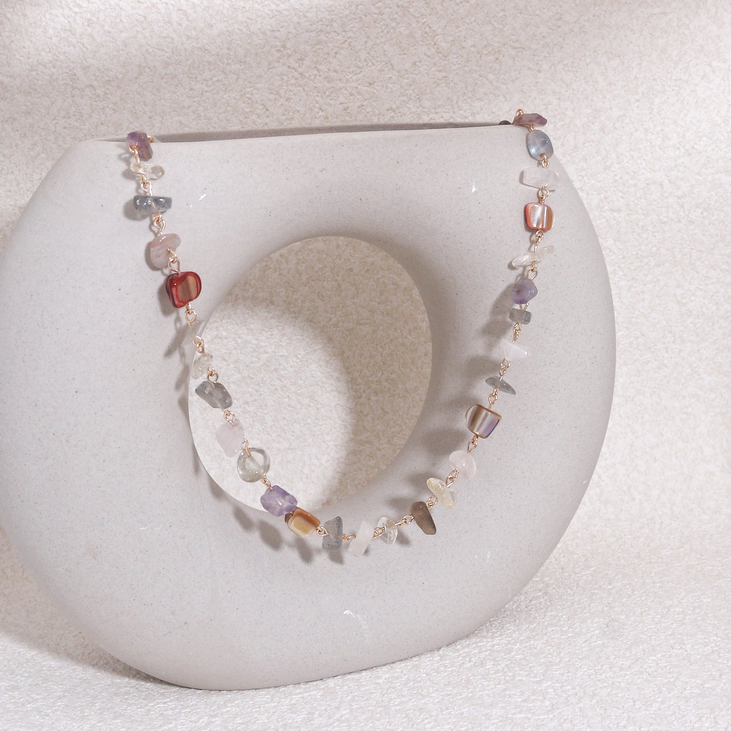 Katie Abstract Gemstone Chip Necklace
