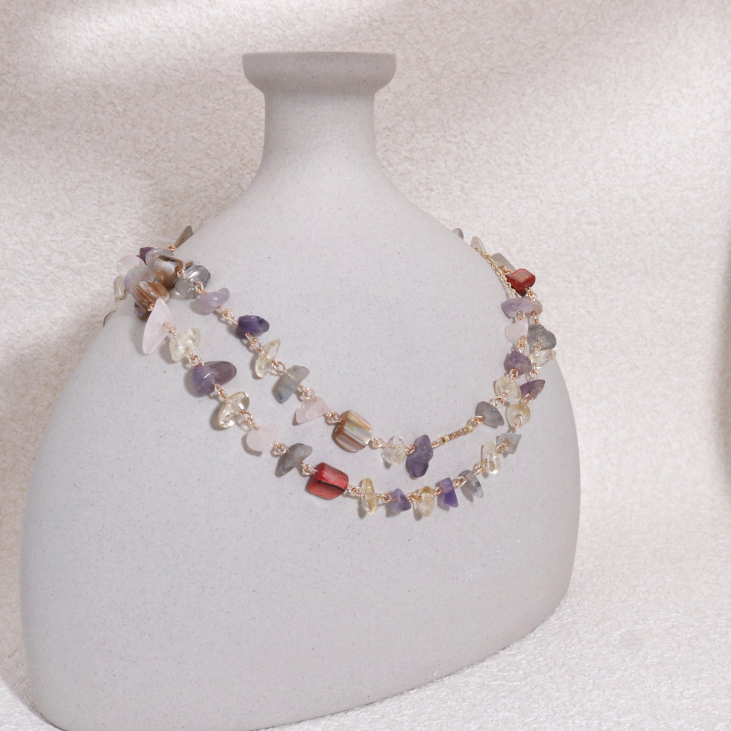 Katie Abstract Gemstone Chip Necklace