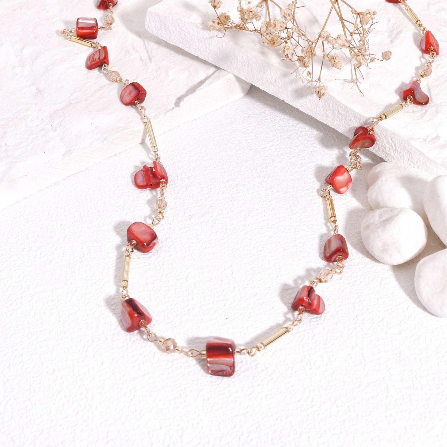 Pollina Abalone Shell and Crystal Glass Necklace