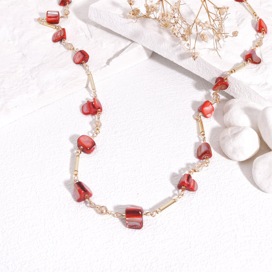 Pollina Abalone Shell and Crystal Glass Necklace