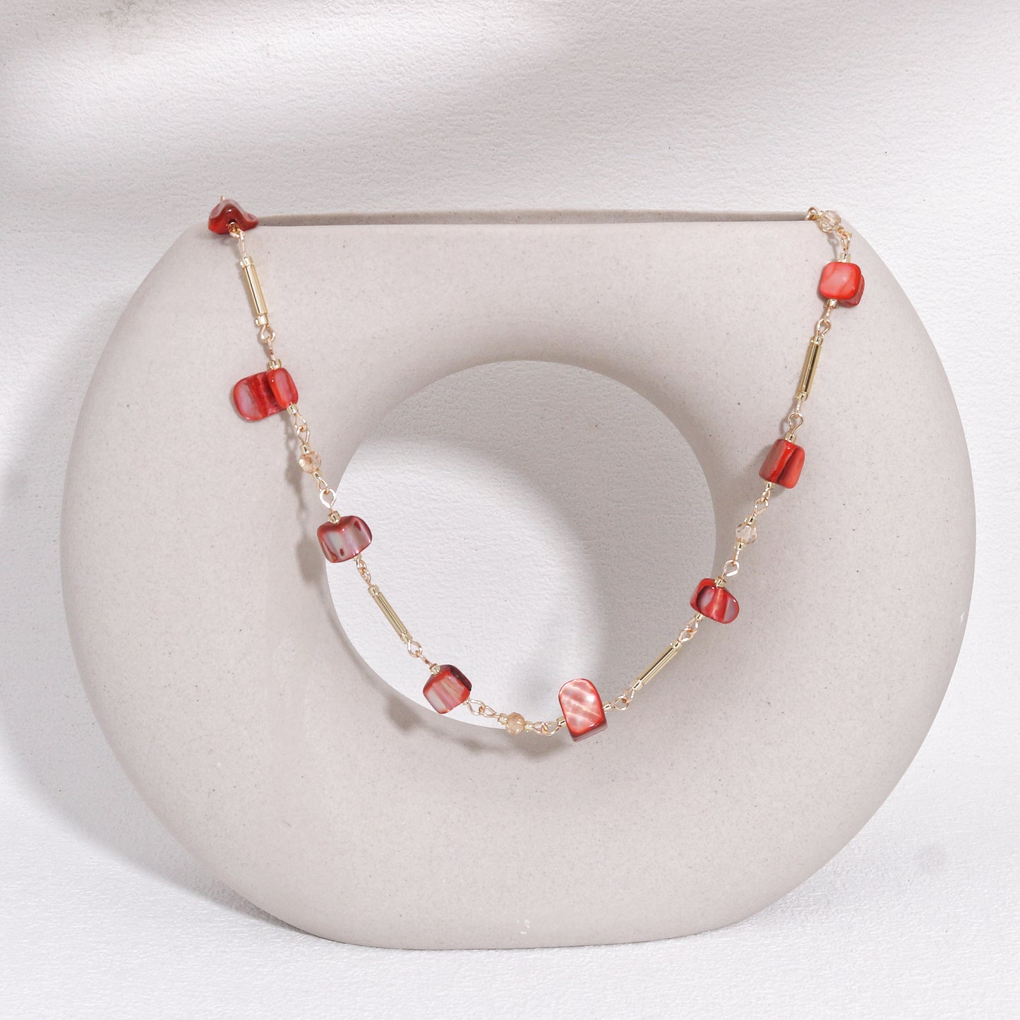 Pollina Abalone Shell and Crystal Glass Necklace