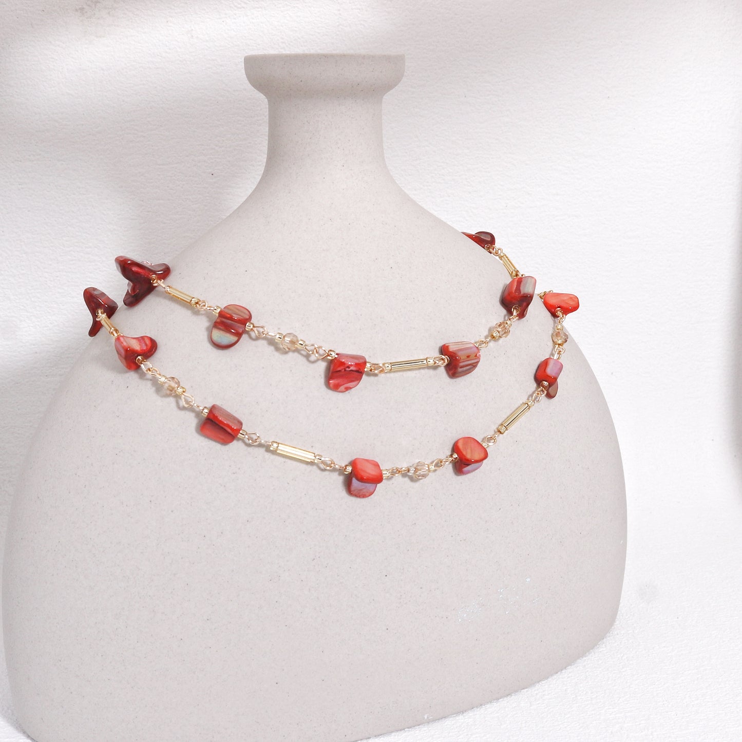 Pollina Abalone Shell and Crystal Glass Necklace