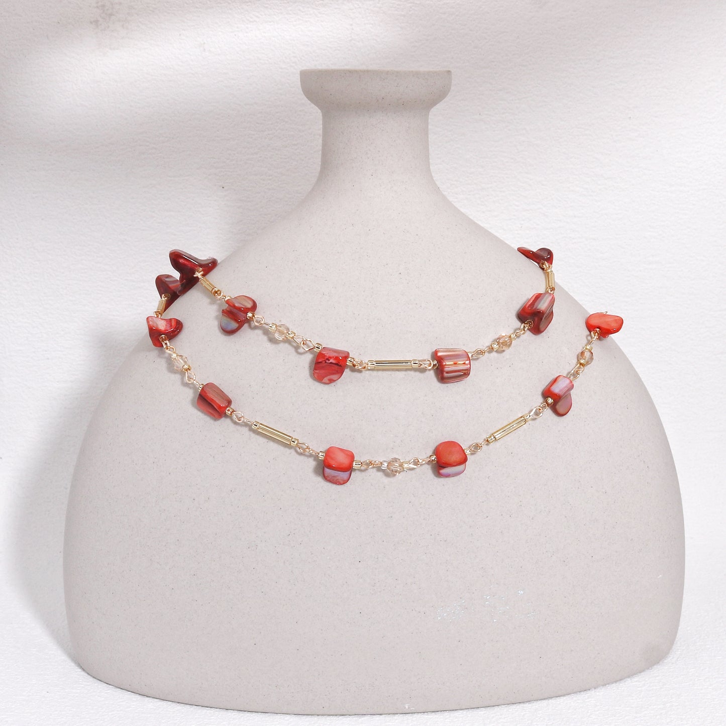 Pollina Abalone Shell and Crystal Glass Necklace