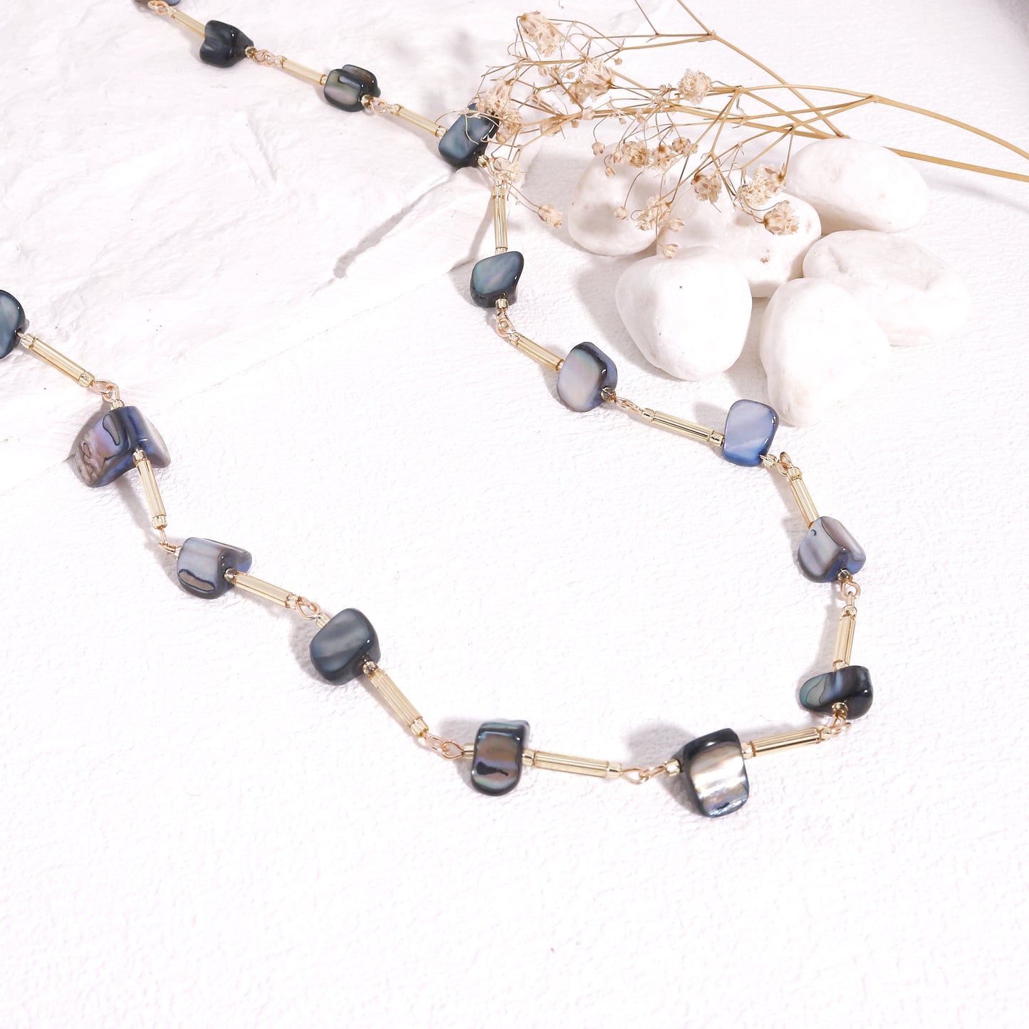 Pollina Abalone Shell and Crystal Glass Necklace
