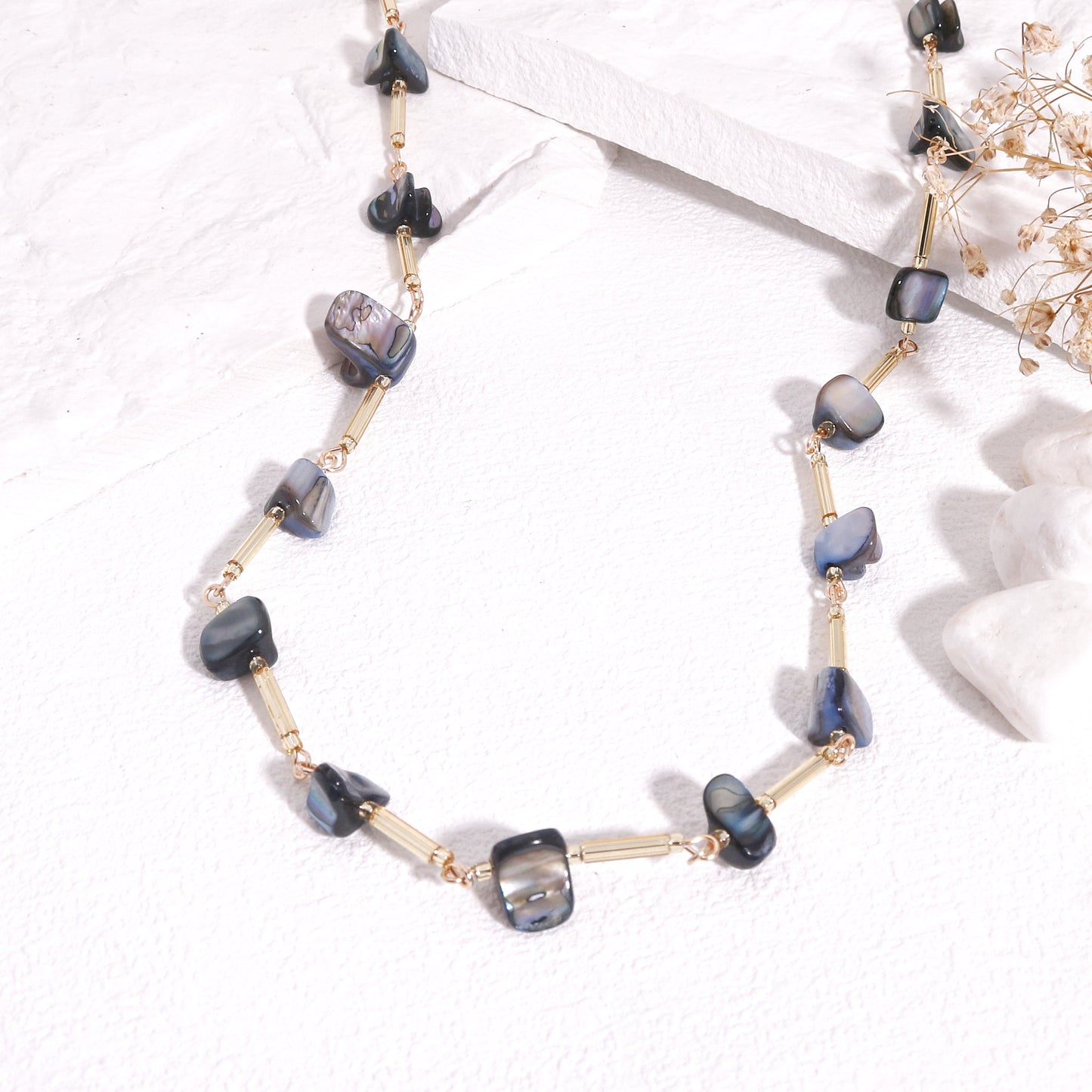 Pollina Abalone Shell and Crystal Glass Necklace