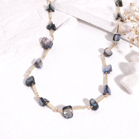 Pollina Abalone Shell and Crystal Glass Necklace