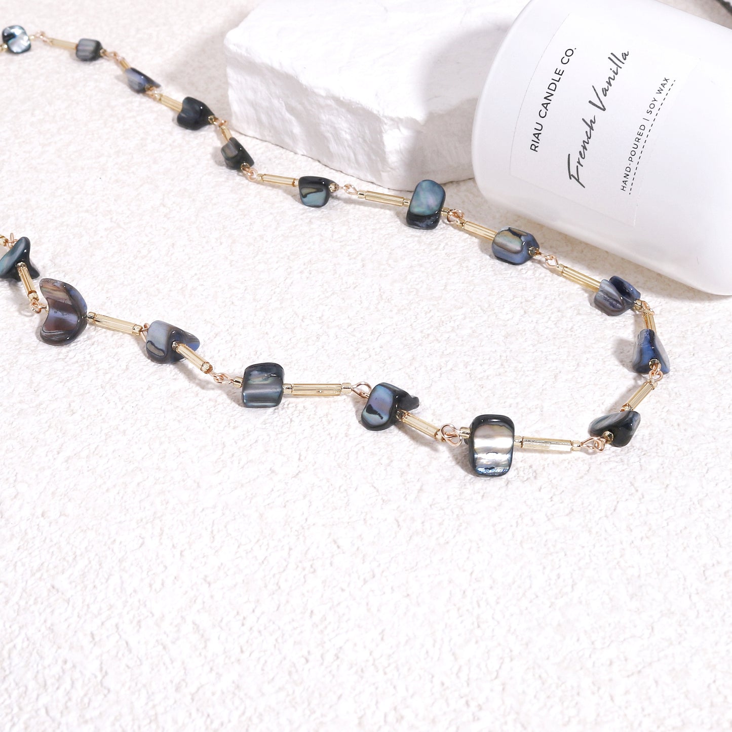 Pollina Abalone Shell and Crystal Glass Necklace
