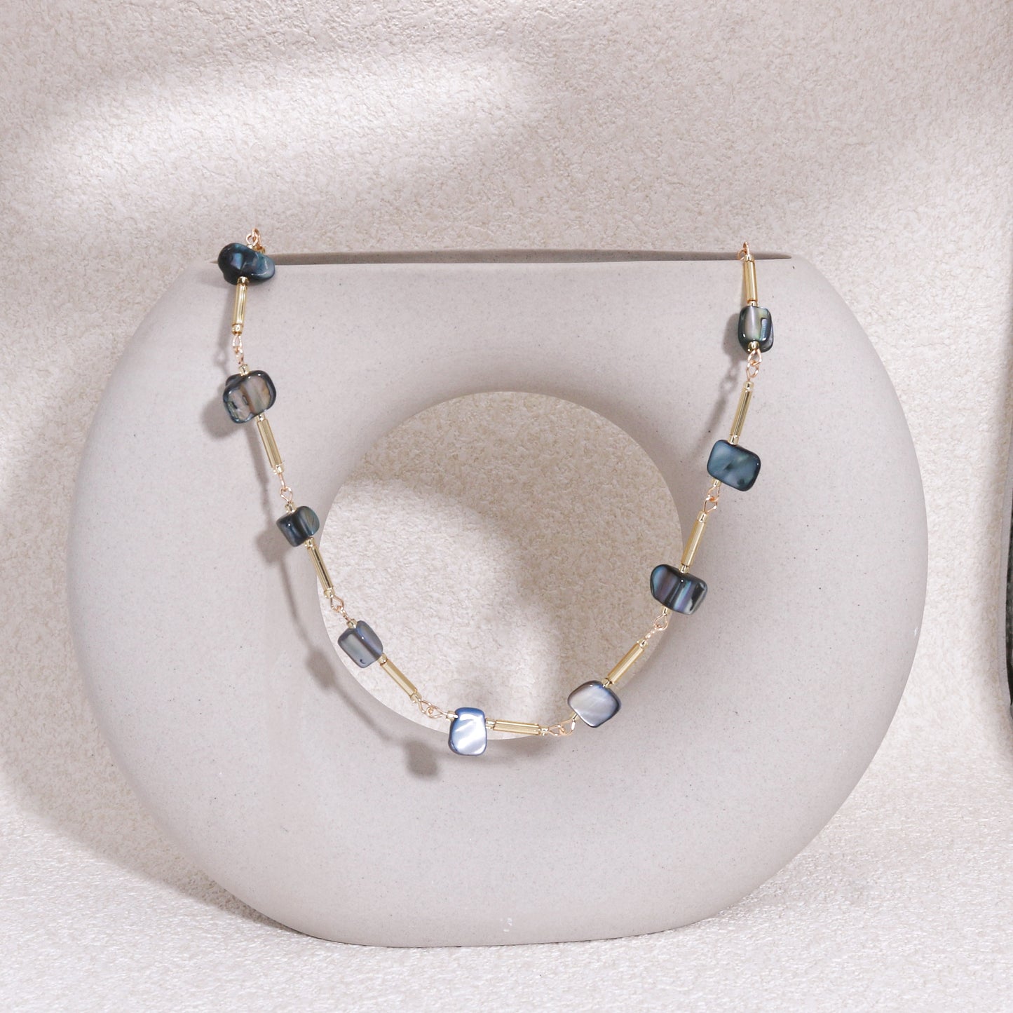 Pollina Abalone Shell and Crystal Glass Necklace