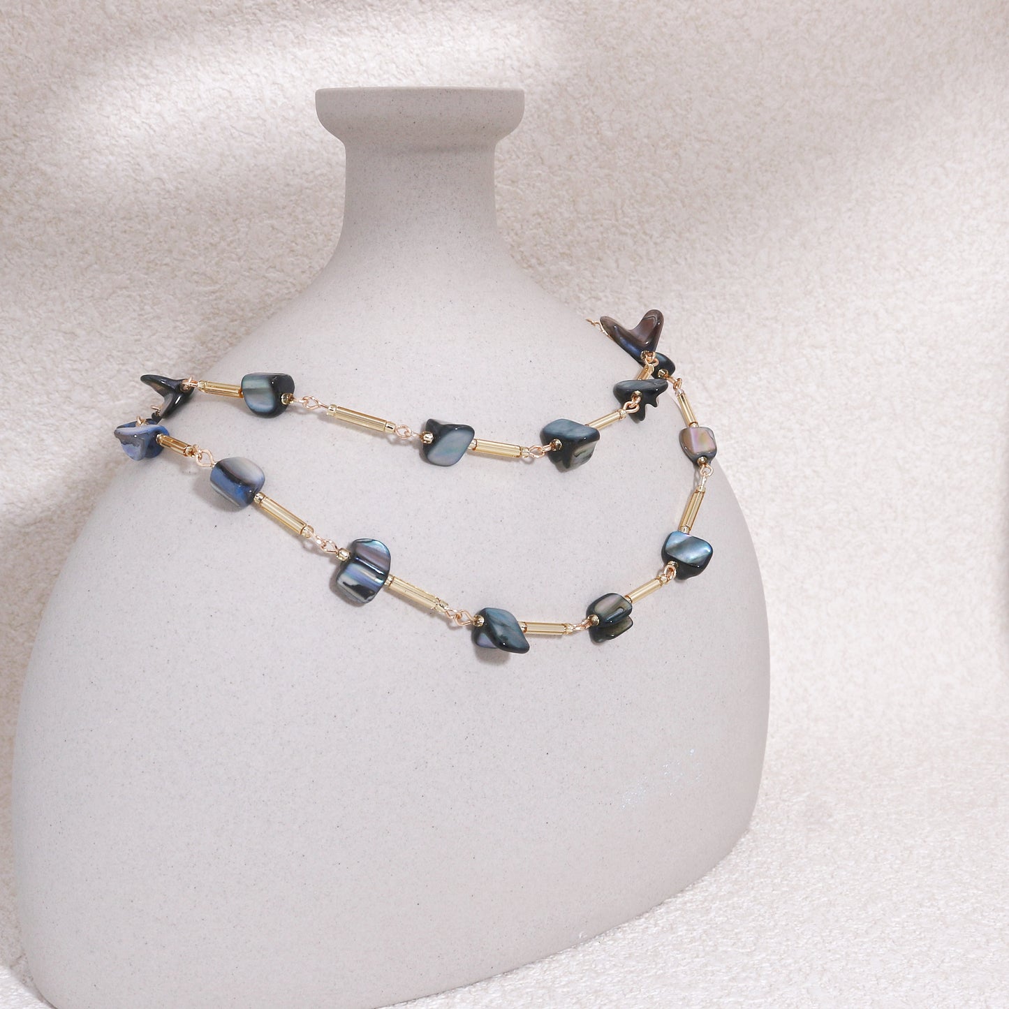 Pollina Abalone Shell and Crystal Glass Necklace