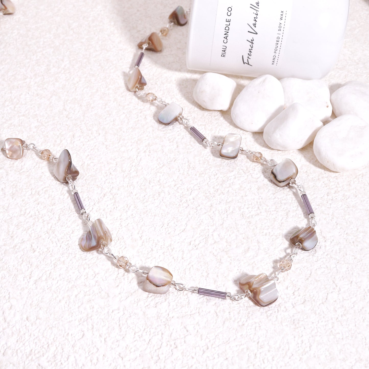 Olisandr Abalone Shell and Crystal Glass Necklace