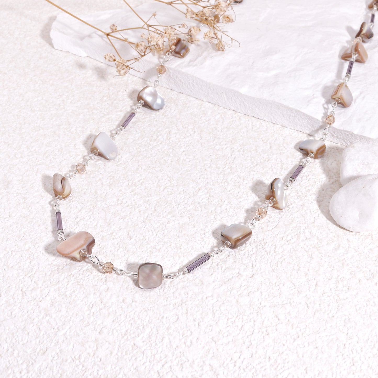 Olisandr Abalone Shell and Crystal Glass Necklace