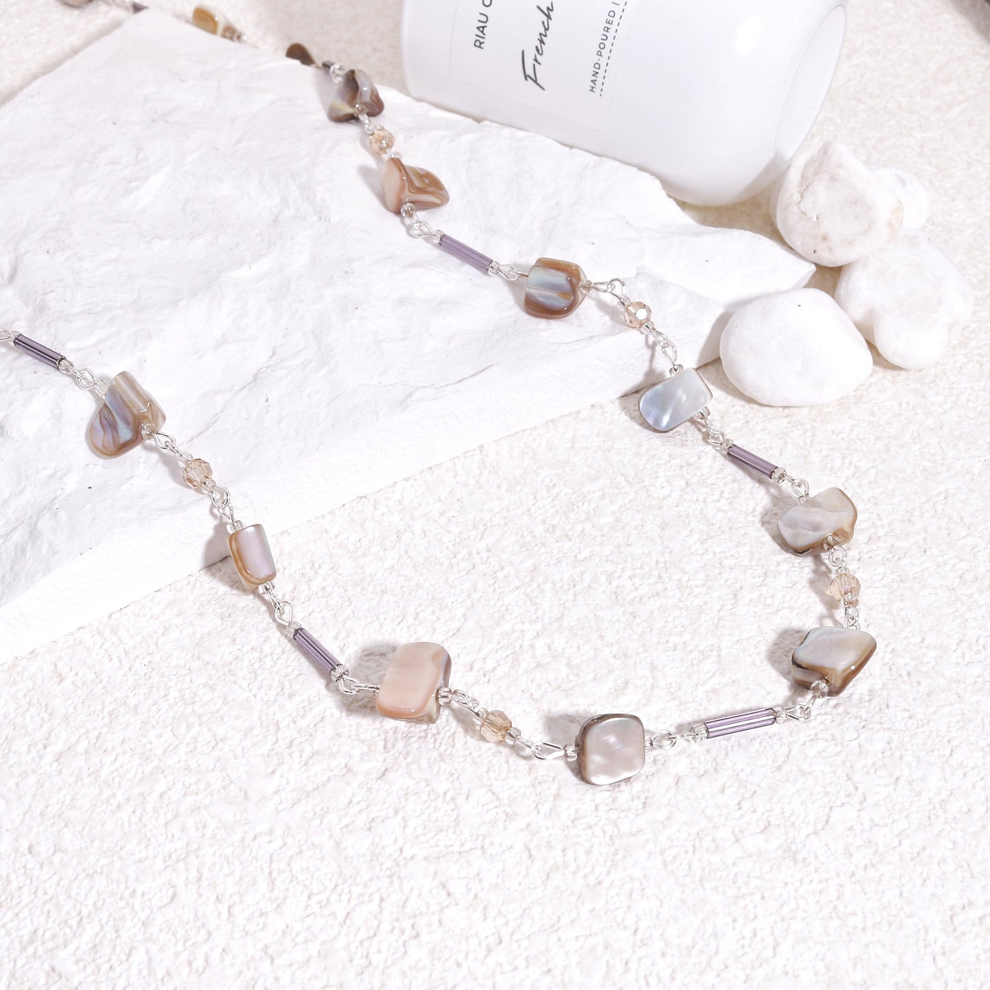 Olisandr Abalone Shell and Crystal Glass Necklace