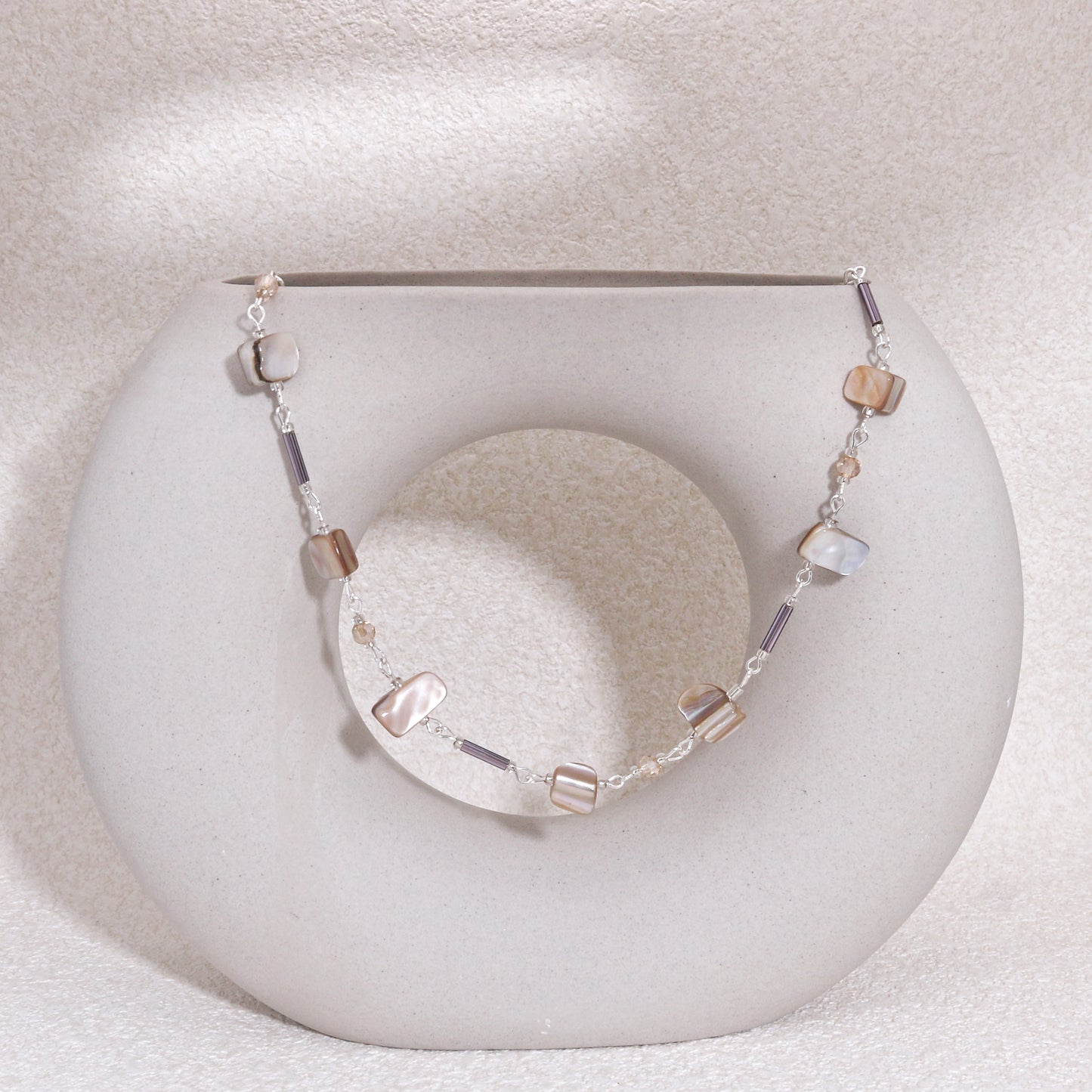 Olisandr Abalone Shell and Crystal Glass Necklace
