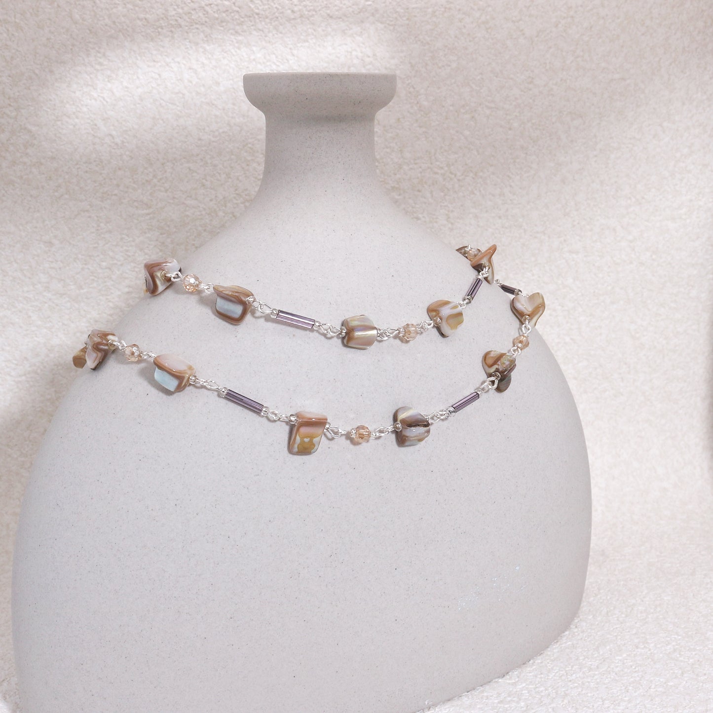 Olisandr Abalone Shell and Crystal Glass Necklace