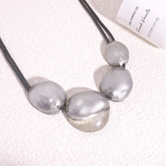LUXUS Silver Glass-Bauble Necklace