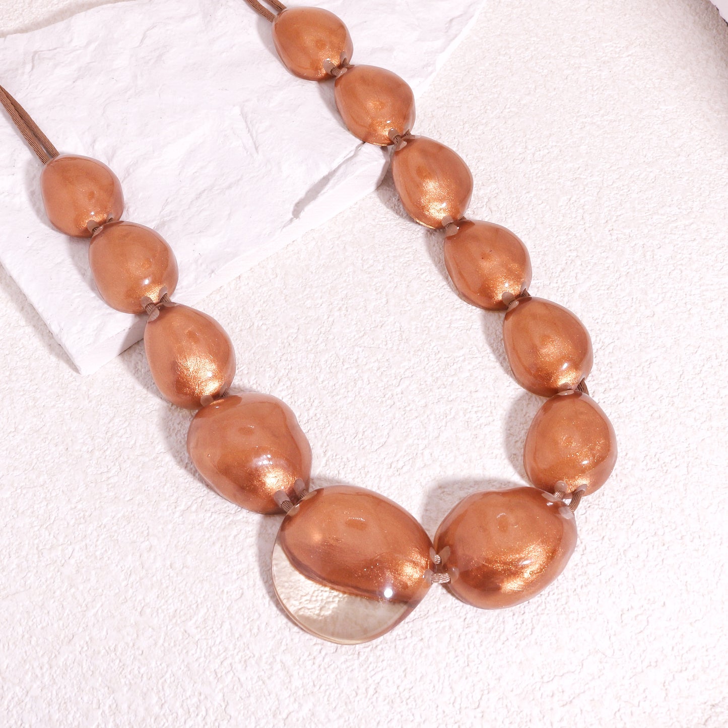 LUXUS Rose Gold Glass-Bauble Statement Necklace