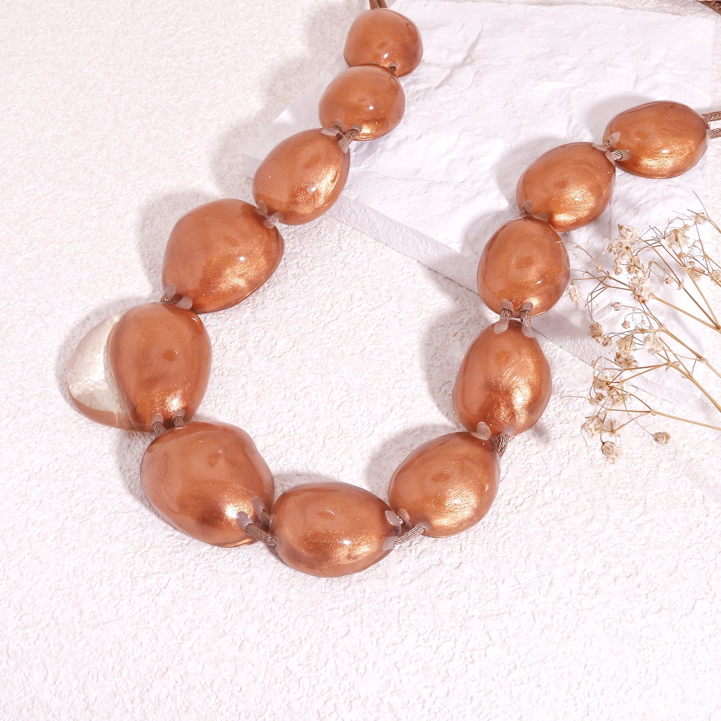 LUXUS Rose Gold Glass-Bauble Statement Necklace