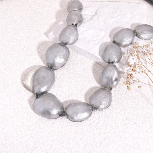 LUXUS Silver Glass-Bauble Statement Necklace
