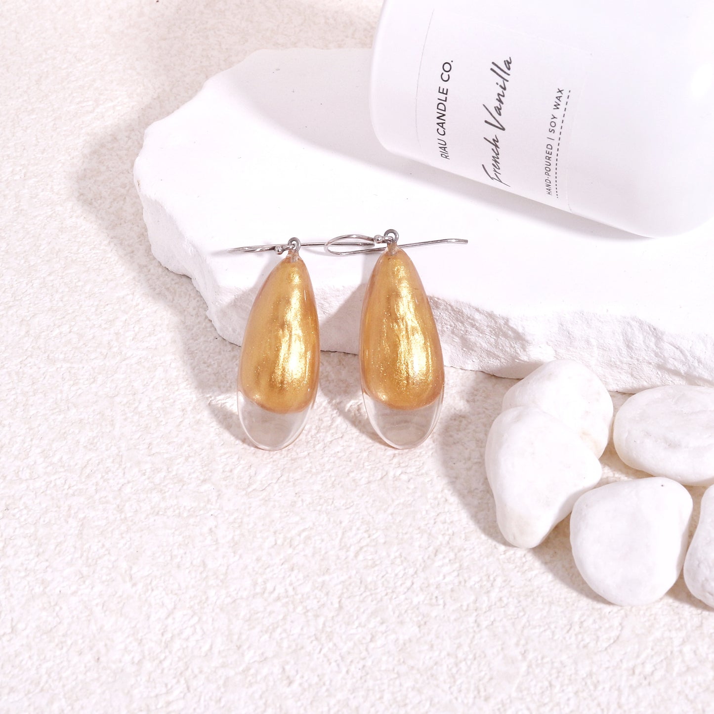 LUXUS Gold Glass Drop Earrings