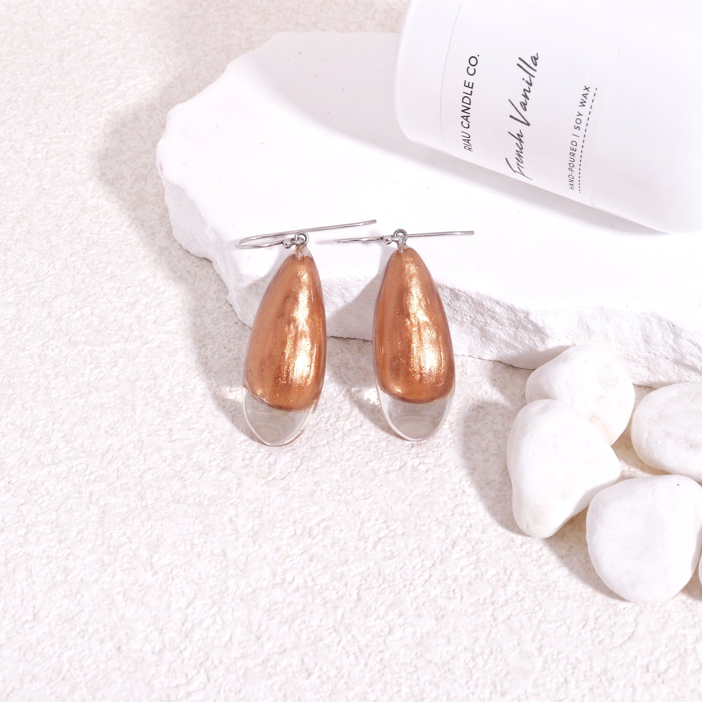 LUXUS Rose Gold Glass Drop Earrings