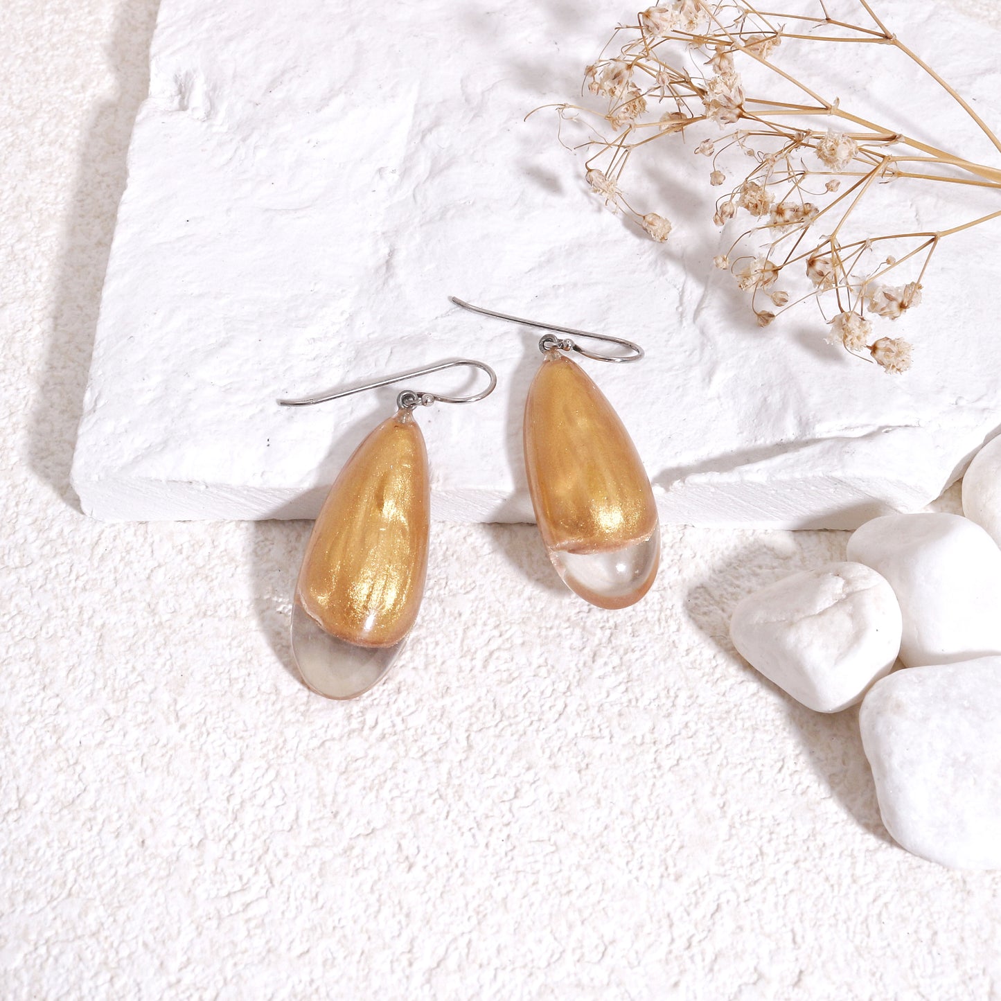 LUXUS Gold Glass Drop Earrings