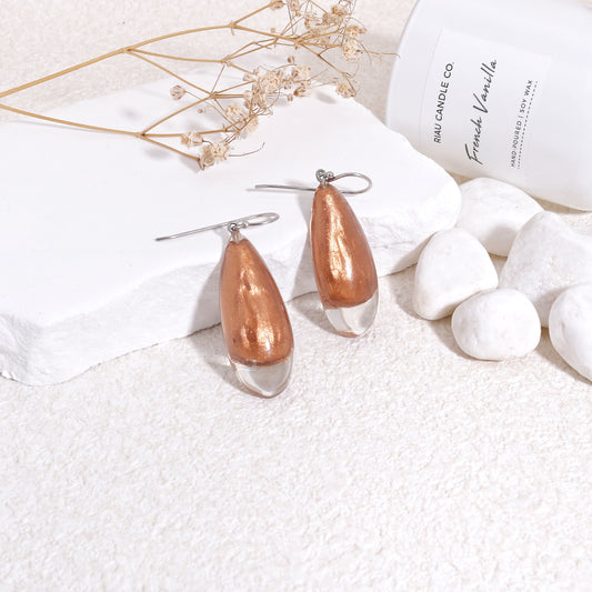 LUXUS Rose Gold Glass Drop Earrings