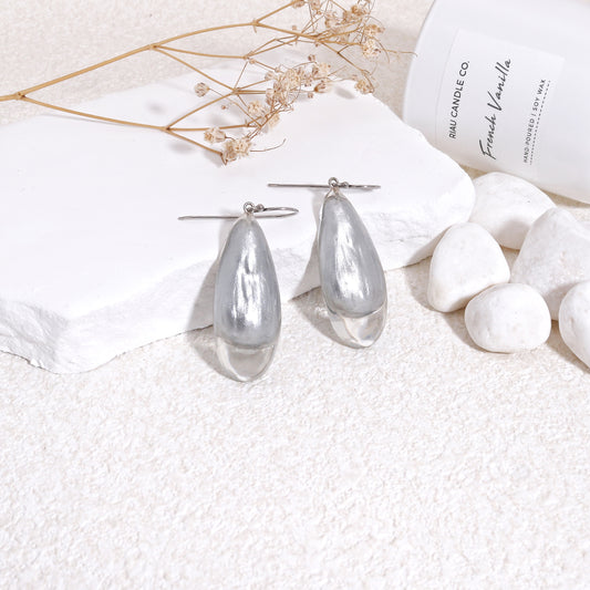 LUXUS Silver Glass Drop Earrings