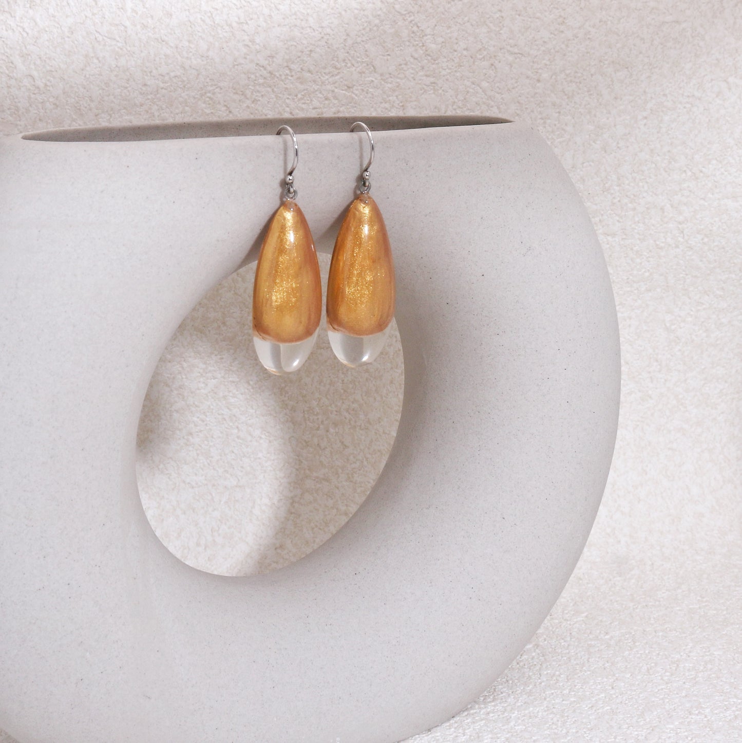 LUXUS Gold Glass Drop Earrings