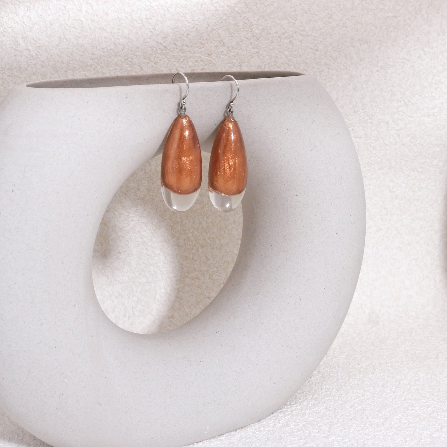 LUXUS Rose Gold Glass Drop Earrings
