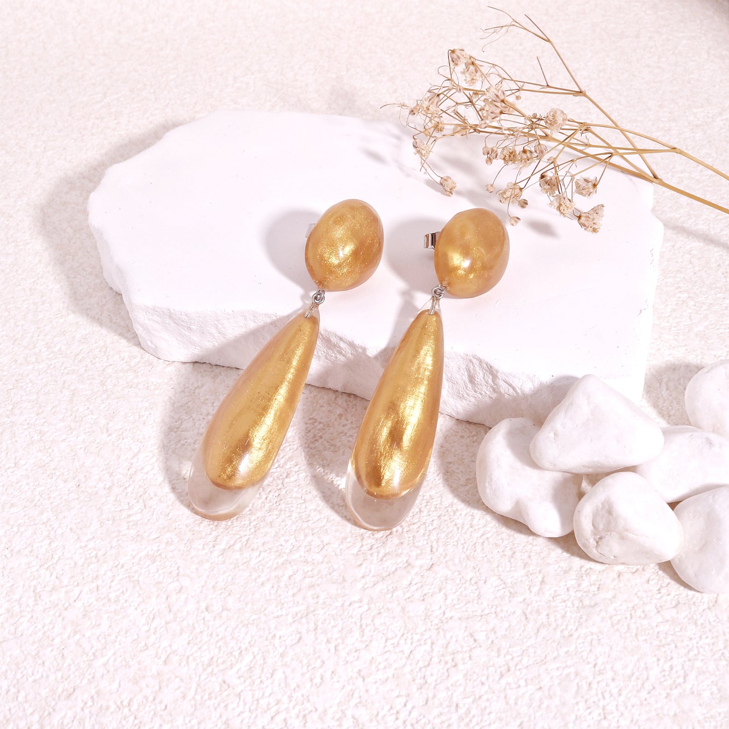LUXUS Gold Glass Glamour Drop Earrings