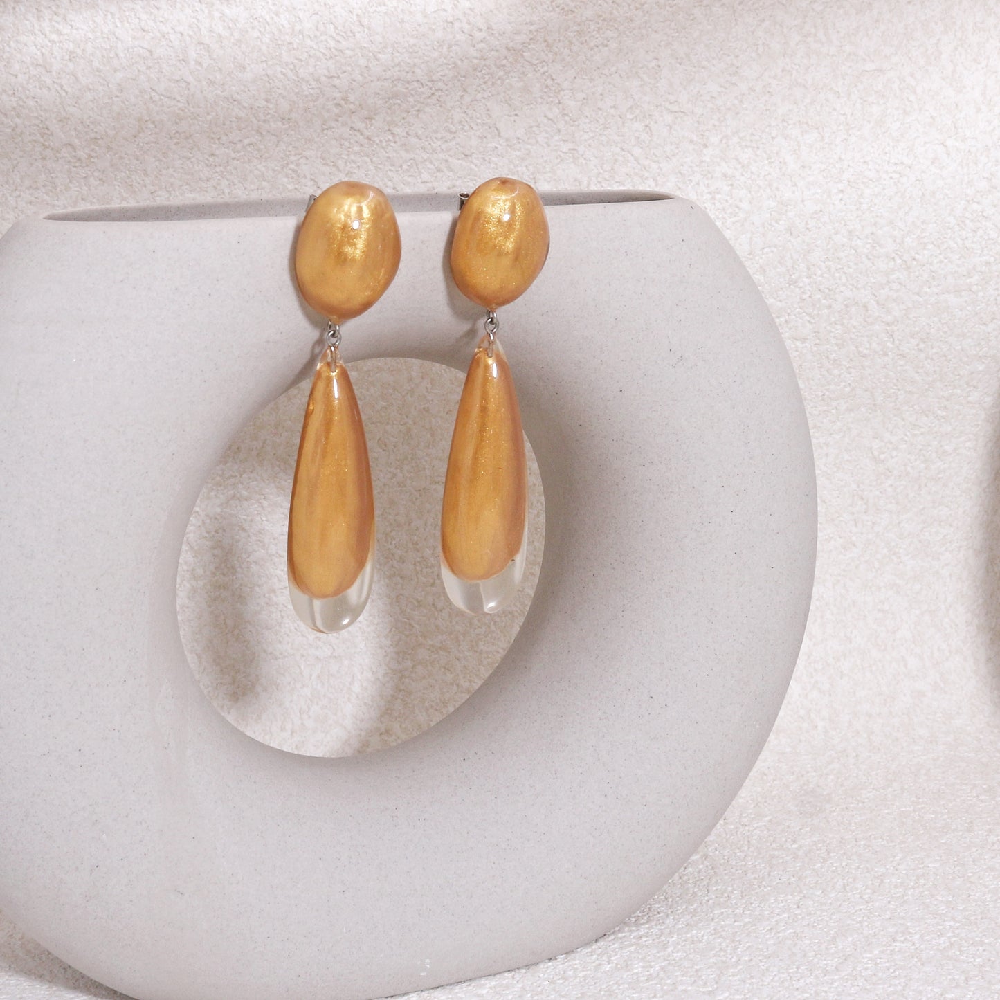 LUXUS Gold Glass Glamour Drop Earrings