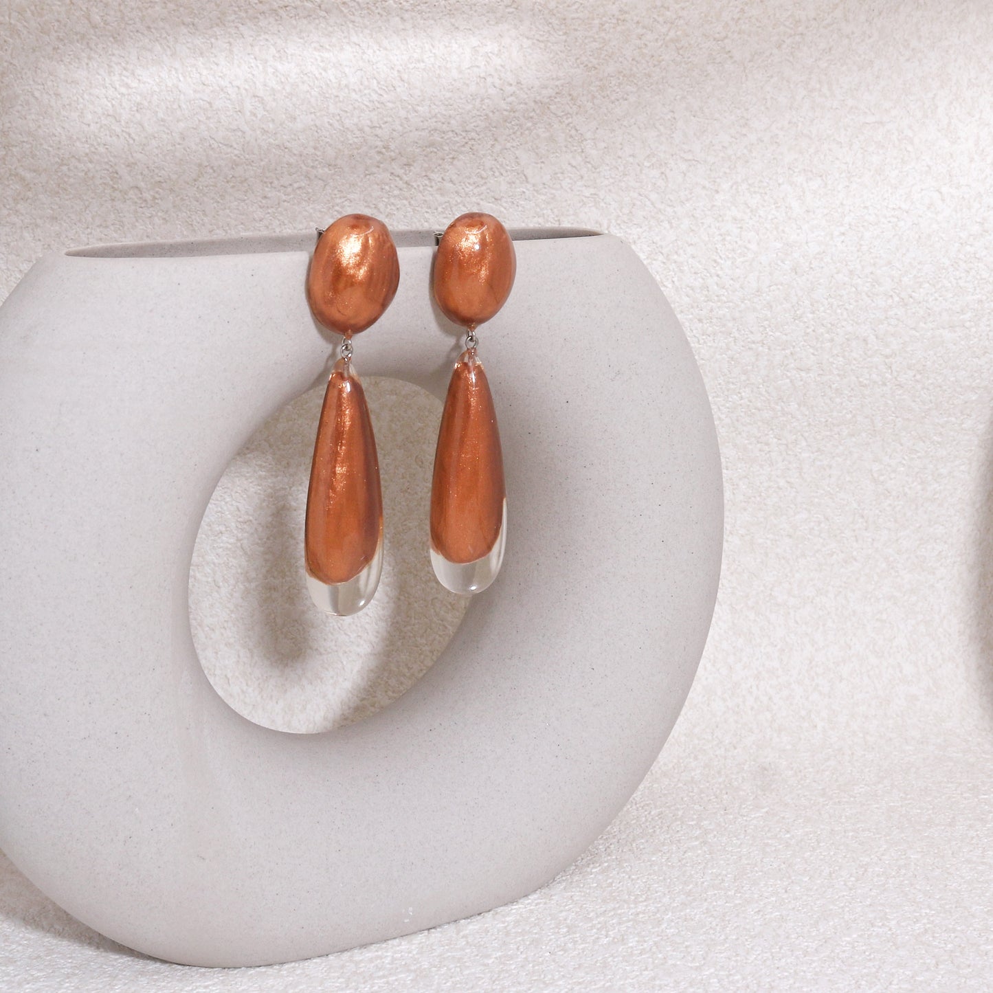 LUXUS Rose Gold Glass Glamour Drop Earrings